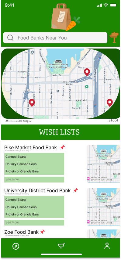 Interactive Food Bank Proximity Map UI